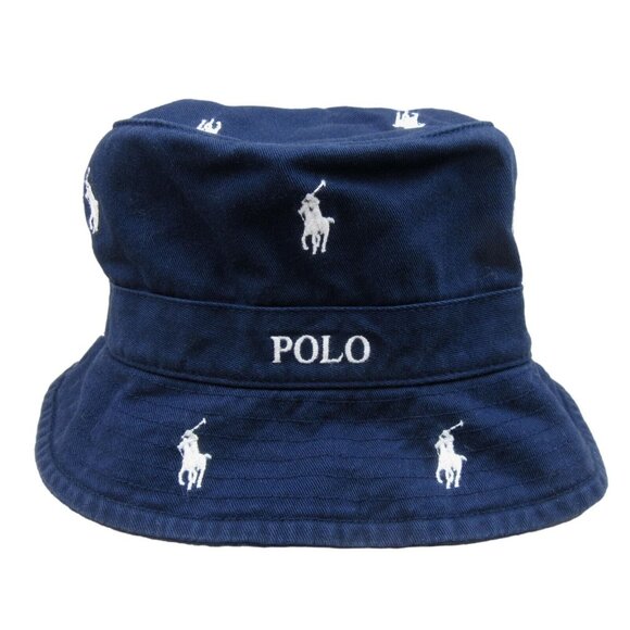 Polo Ralph Lauren Other - Polo Ralph Lauren Embroidered Pony Bucket Hat Adult Size S/M Navy Blue White NEW
